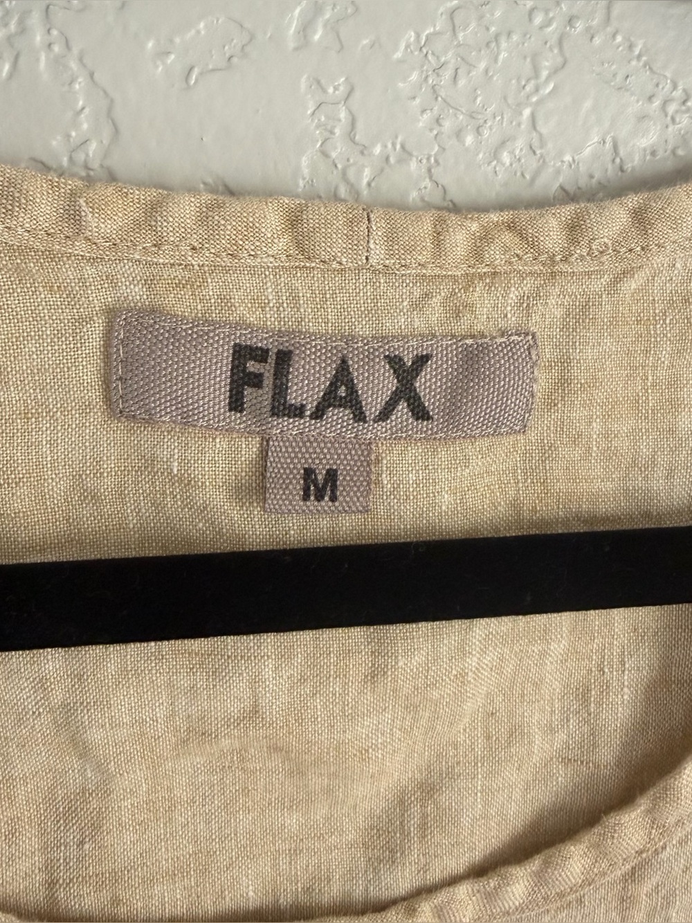 Flax Women's Size Medium Cream Linen Cuffed Short Sleeve Summer Boho Tunic Top - Picture 2 of 5